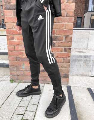 adidas training 3 stripe tiro tracksuit in black