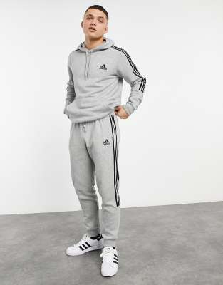 adidas Sportswear 3 stripe trackies in grey | ASOS