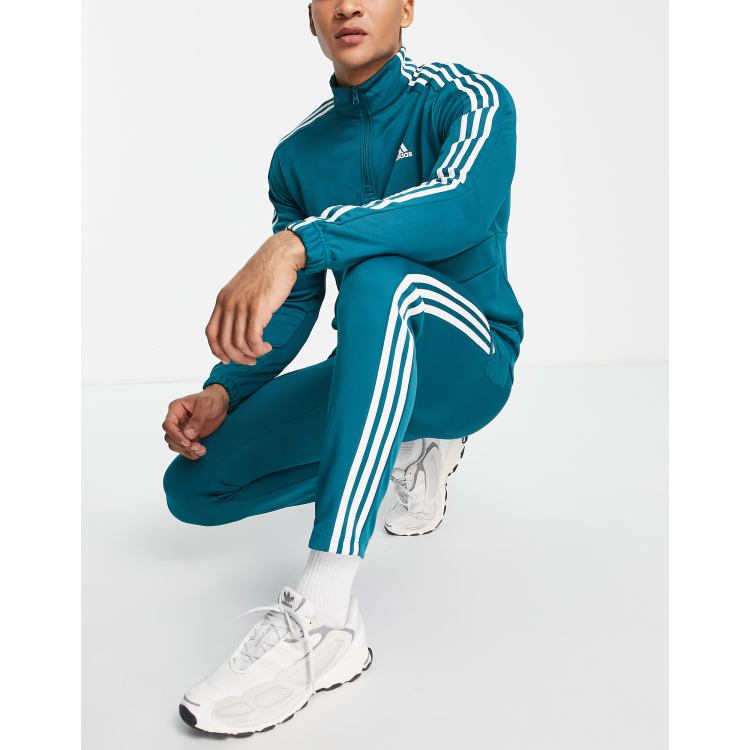 Adidas tracksuit green outlet stripes