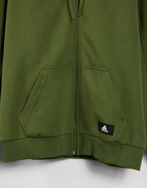 Adidas khaki store zip hoodie