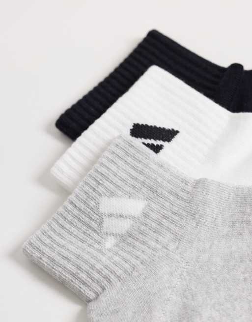 adidas Sportswear – 3er-Pack knöchelhohe Socken in Schwarz, Weiß und Grau, 3 von 3