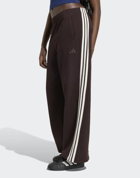adidas - Sportswear - adidas Kit - Broek met 3-Stripes en wijde pijpen in koffiebruin en gebroken wit - view 1