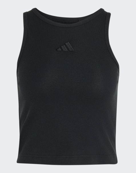 adidas Sportswear – Adidas Kit – Geripptes Tanktop in Schwarz mit kleinem Logo - view 1