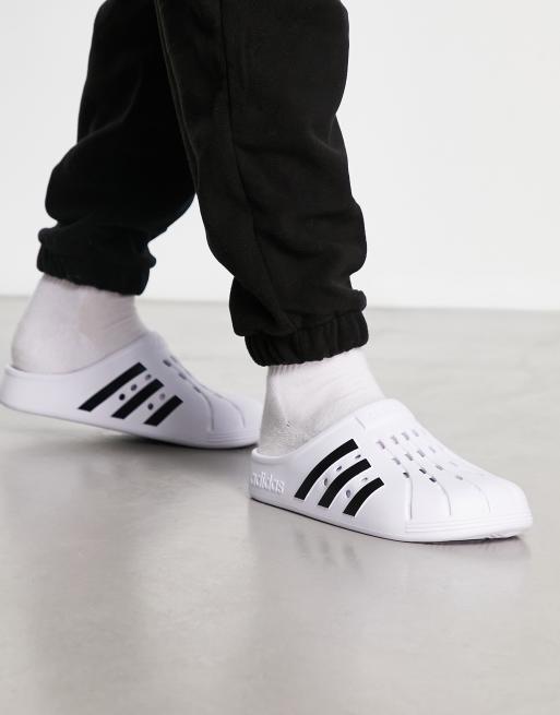 adidas adilette clog white black