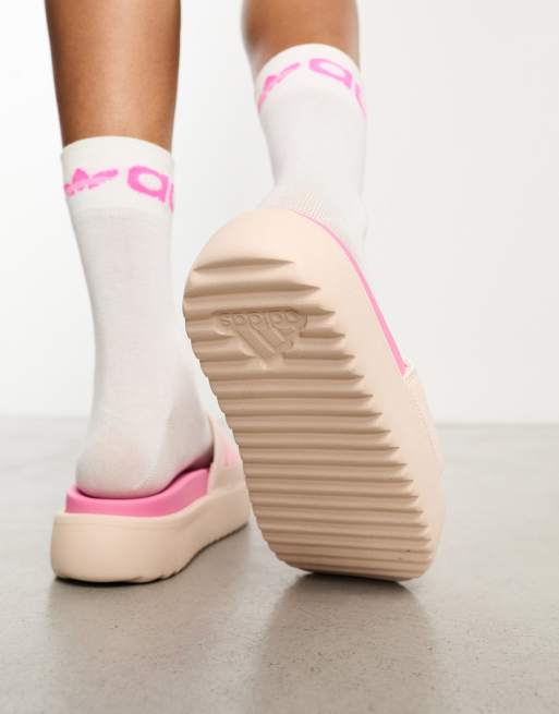 adidas Sportswear Adilette platform sliders in pink ASOS