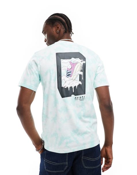 adidas sportswear back print t-shirt in white & blue