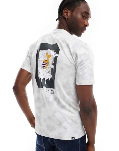 adidas sportswear back print t-shirt in white & gray - view 1