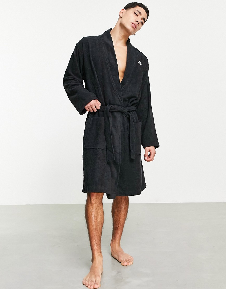 adidas Sportswear bathrobe with three stripes in black
