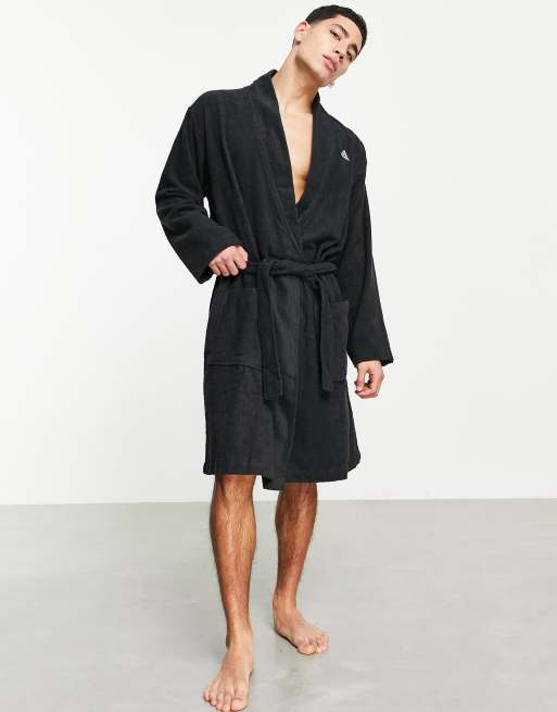 Black towelling online robe