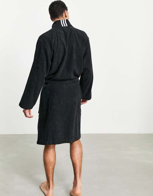 adidas Sportswear bathrobe with three stripes in black