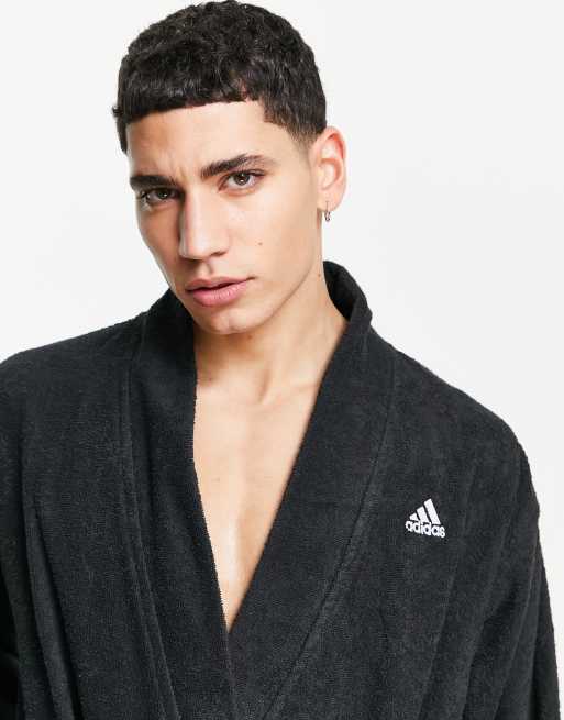 adidas Sportswear bathrobe with three stripes in black