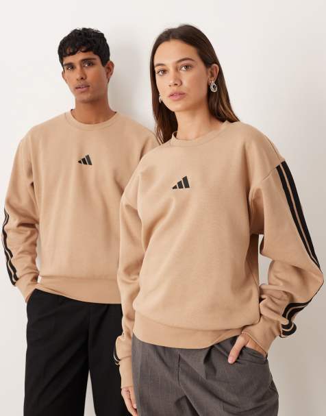 adidas – Sportswear – Beige sweatshirt i fleece med tre ränder - view 1