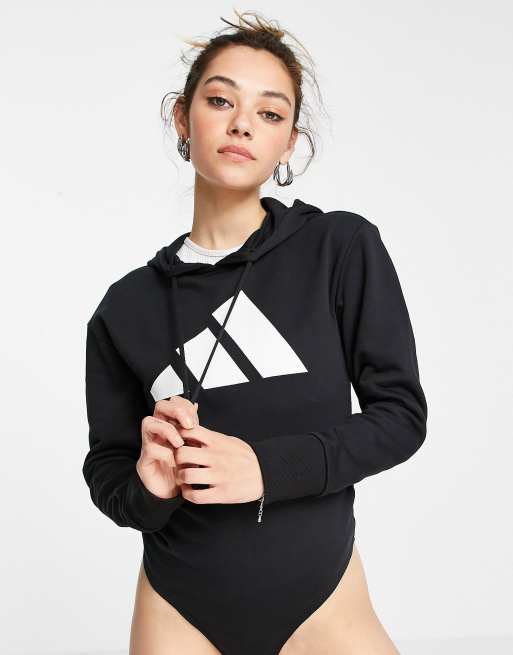 adidas Sportswear body with hoodie and large logo in black