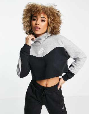 Adidas originals 90's outlet colour block crop hoodie