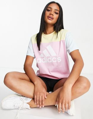 adidas Sportswear colourblock t-shirt in pink