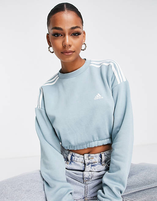 adidas Sportswear cropped sweatshirt in blue