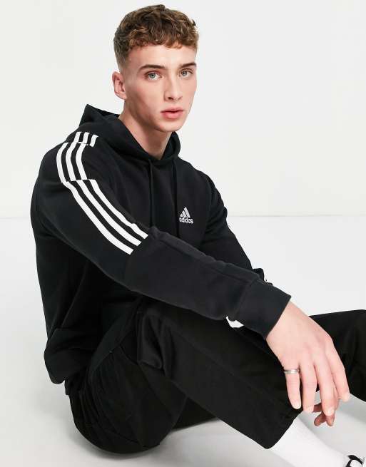 Adidas 3 best sale stripe hoodie