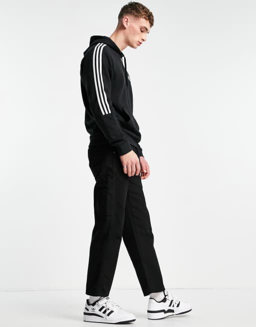 adidas Sportswear Essential 3 Stripe hoodie in black, 2 of 4