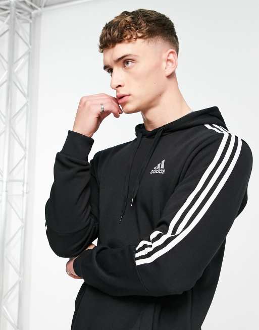 Adidas black best sale striped hoodie