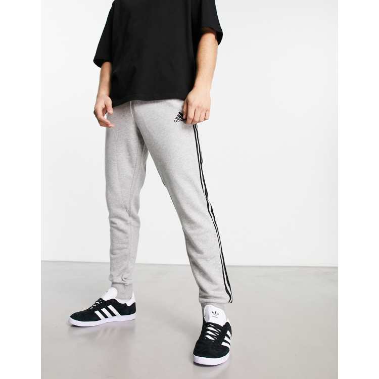 adidas Sportswear Essential 3 stripe jogger in grey ASOS