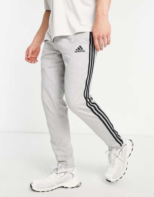 Adidas 3 stripe online grey joggers