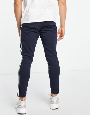 adidas 3 stripe joggers navy