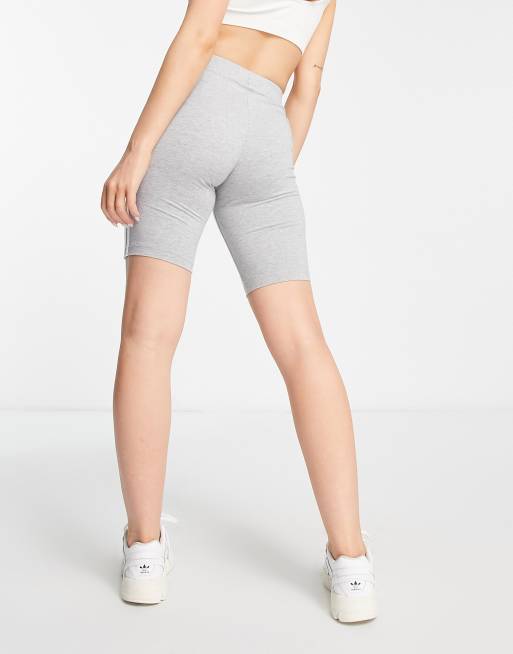 adidas Sportswear Essential 3 stripe legging shorts in grey