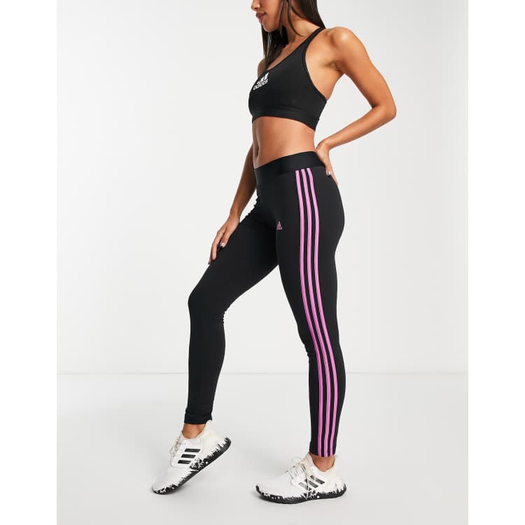 adidas Sportswear Essential 3 stripe leggings in black