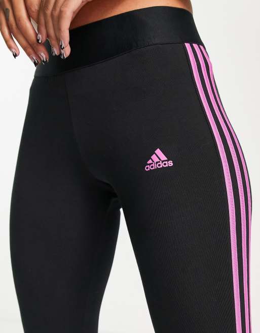 adidas Sportswear Womens 3 Stripe Leggings - Black/Pink