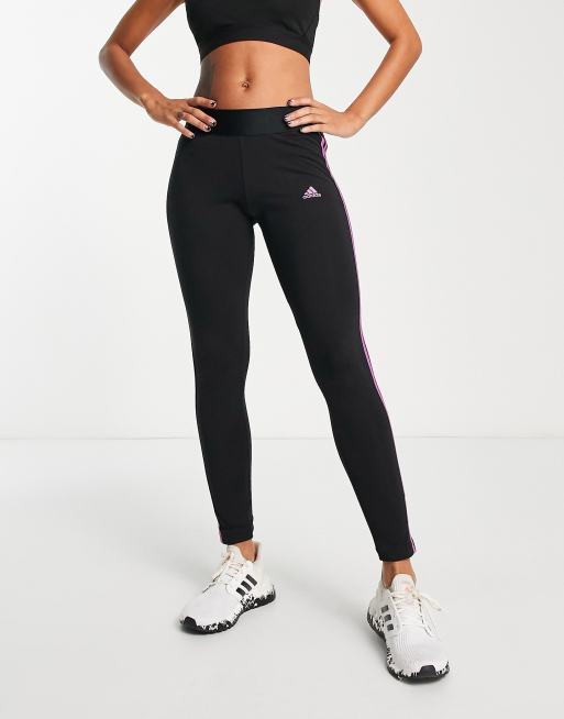 adidas Sportswear Essential 3 stripe leggings in black