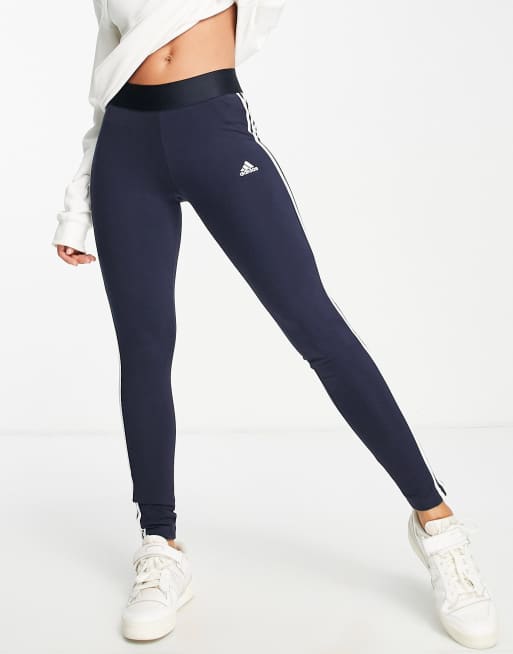 adidas Sportswear Essential stripe leggings in navy ASOS