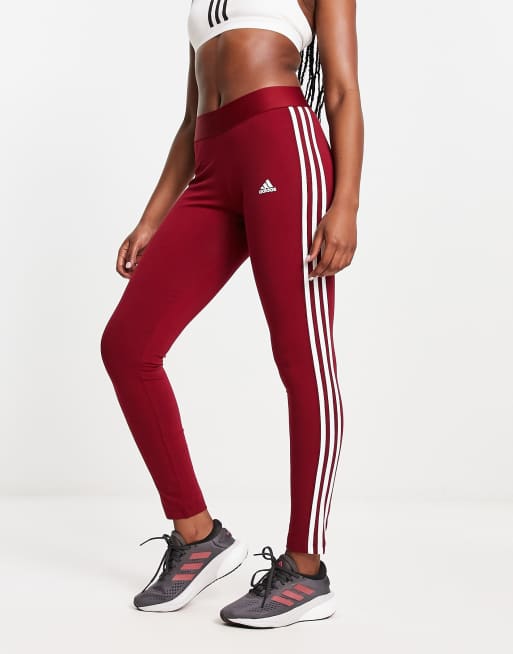 Adidas 3 2025 stripe leggings red