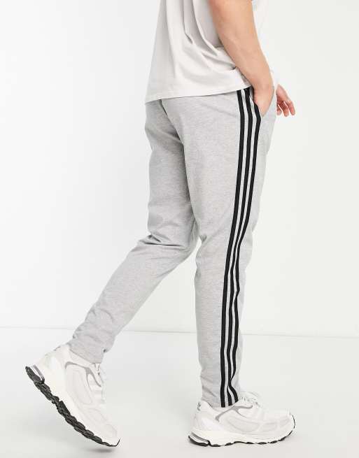 adidas Sportswear Essential 3 stripe trackies in grey, 2 of 4