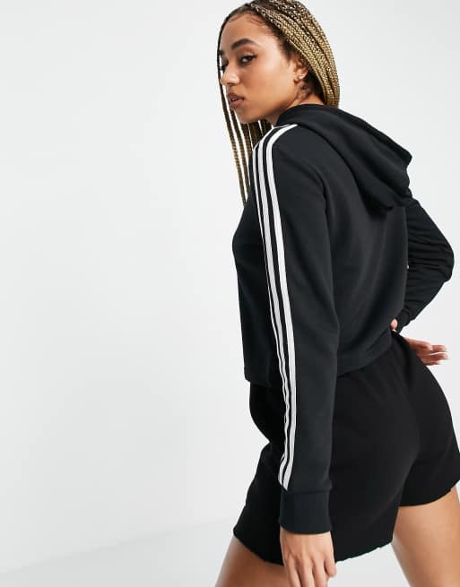 Adidas originals three outlet stripes womens crop hoodie