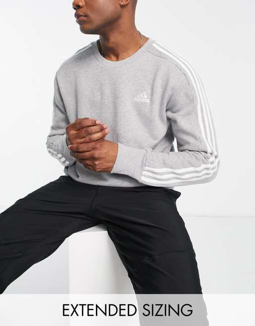 adidas Sportswear essentials 3 stripes sweatshirt in grey