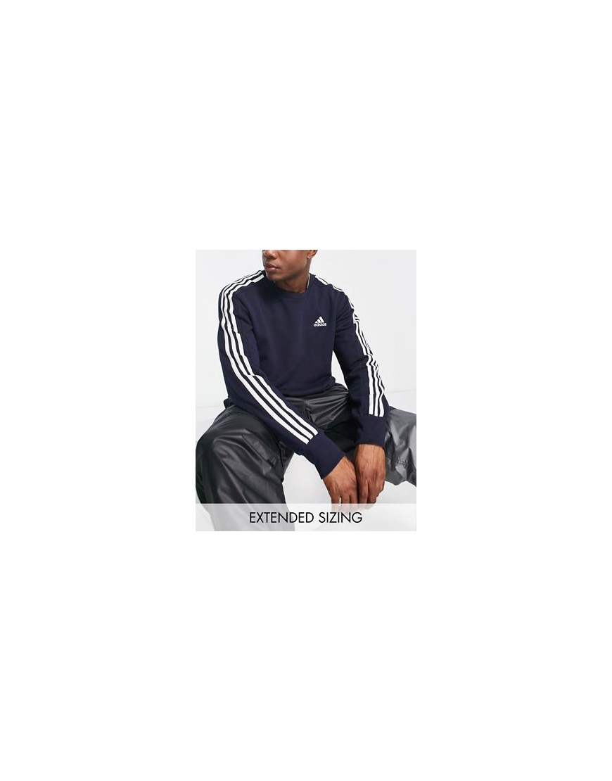 adidas Sportswear essentials 3 stripes sweatshirt in navy-Blue