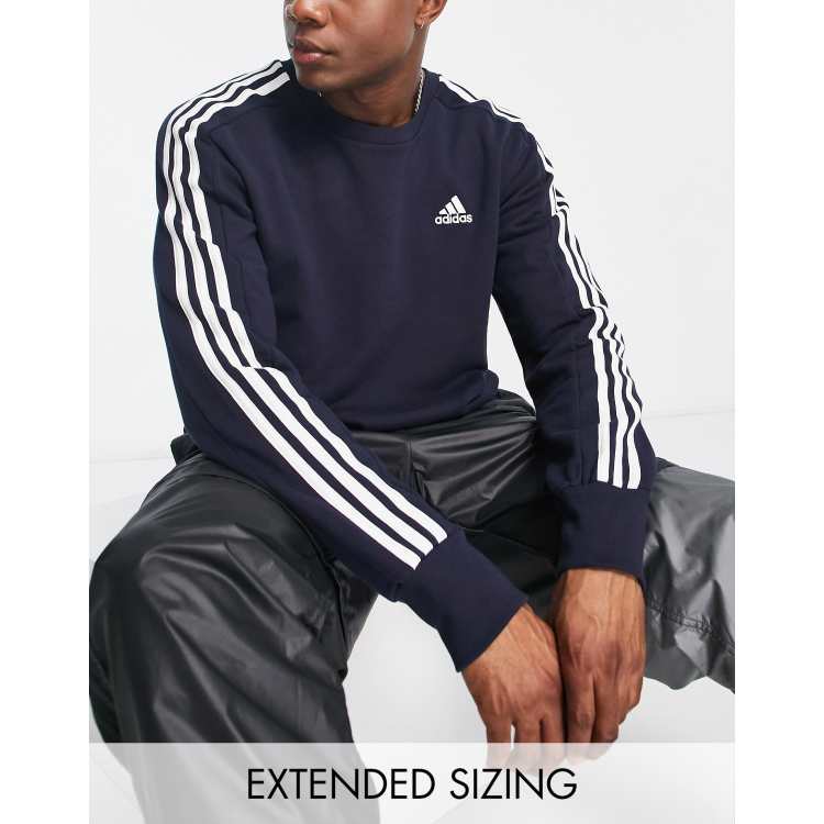 Adidas men's athletics essential clearance 3 stripe crew sweatshirt