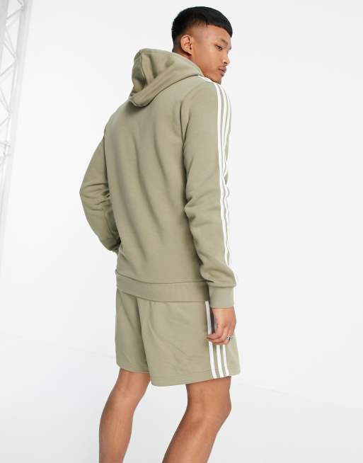 adidas - Sportswear - Felpa con cappuccio kaki con 3 strisce, 2 di 4