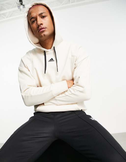 adidas - Sportswear - Felpa da casa con cappuccio e logo ricamato color crema