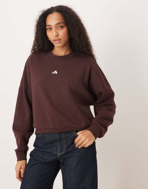 adidas Sportswear fleece sweatshirt in brown