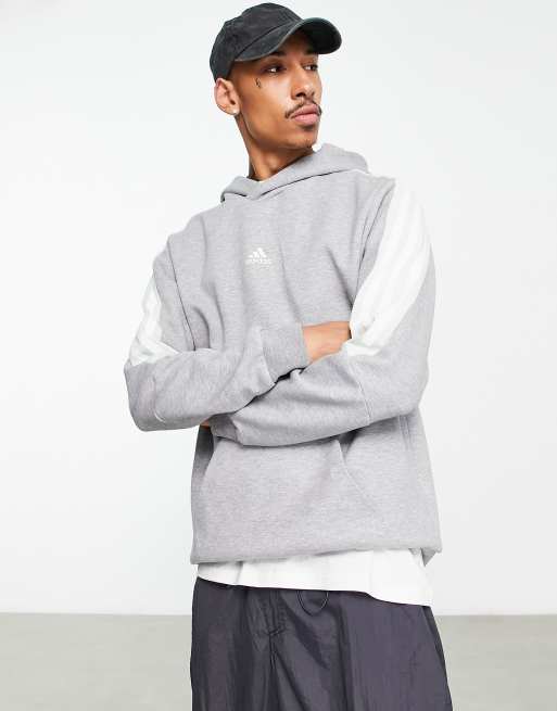 adidas Sportswear Future Icons 3 stripe full zip hoodie in grey | ASOS