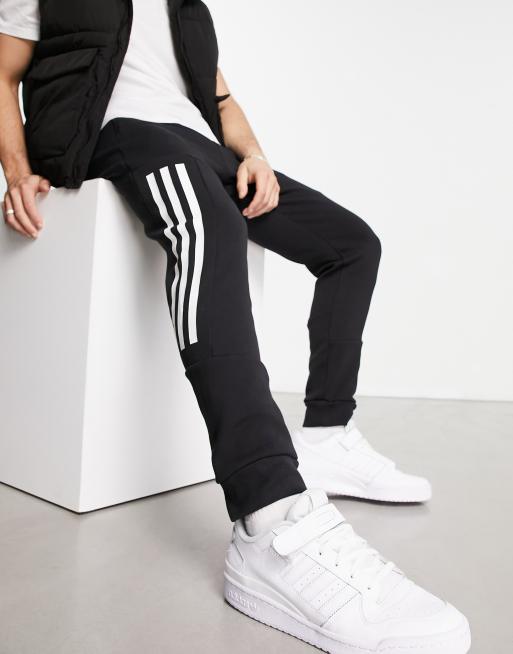 Adidas Future Icons 3-Stripes Regular Tracksuit Bottoms In Black