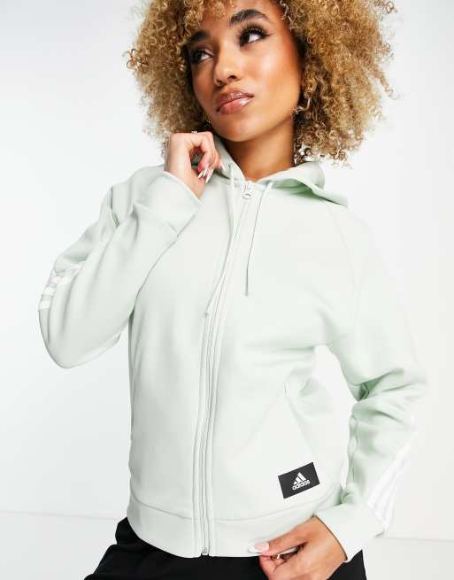adidas Sportswear Future Icons stripe zip up hoodie in green ASOS