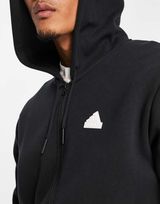 adidas Sportswear Future Icons 3 stripes full zip hoodie in black