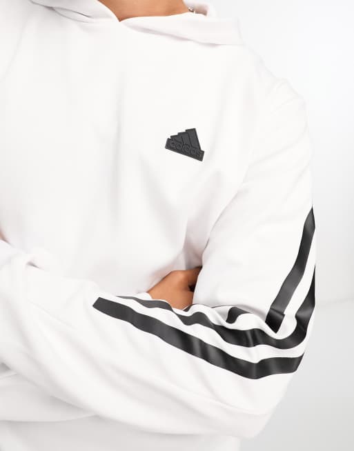 adidas Sportswear Future Icons stripes hoodie in white ASOS