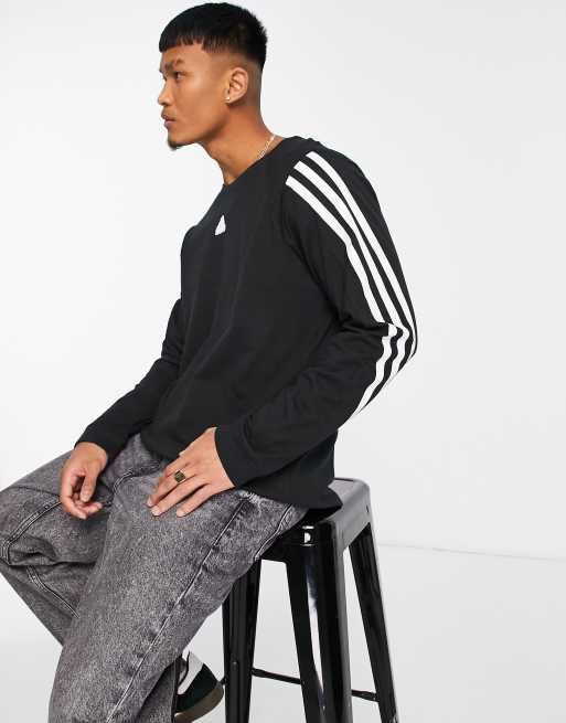 adidas Sportswear Future Icons 3 stripes long sleeve t-shirt in black