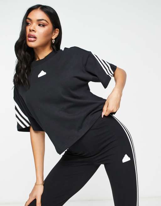 Adidas 3 stripes hot sale t shirt womens