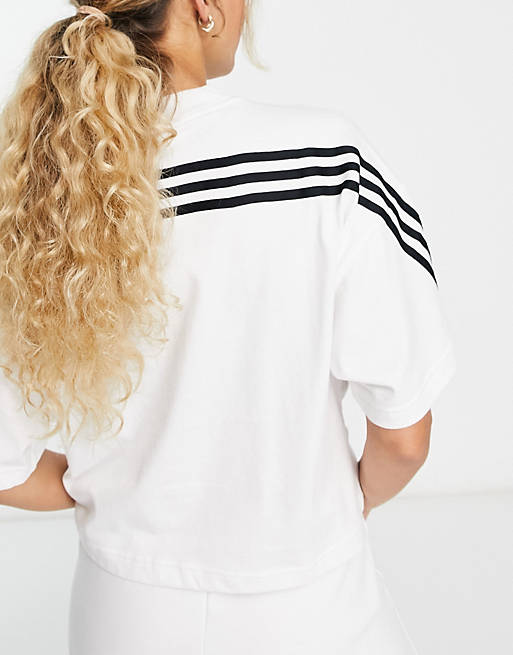 adidas Sportswear future icons 3 stripes t-shirt in white | ASOS