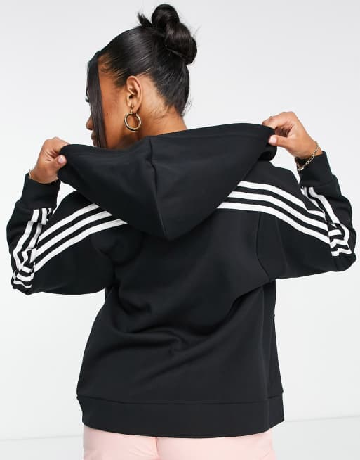 adidas - Sportswear Future Icons - Trøje med 3 striber og lynlås i sort , 2 af 4