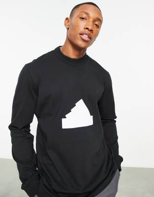 adidas Training Future Lounge rubber logo long sleeve top in black